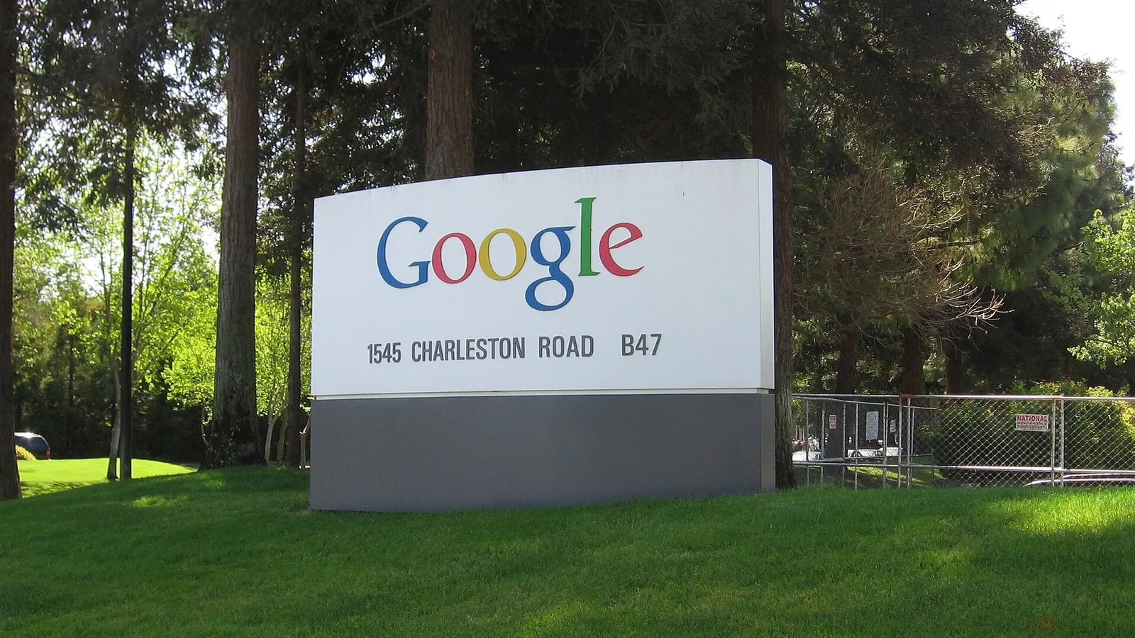 The welcome sign at Google's Googleplex headquarters