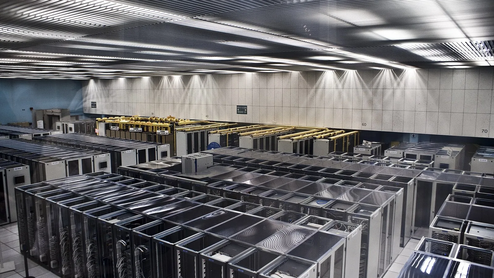 Rows of server racks in the CERN data centre