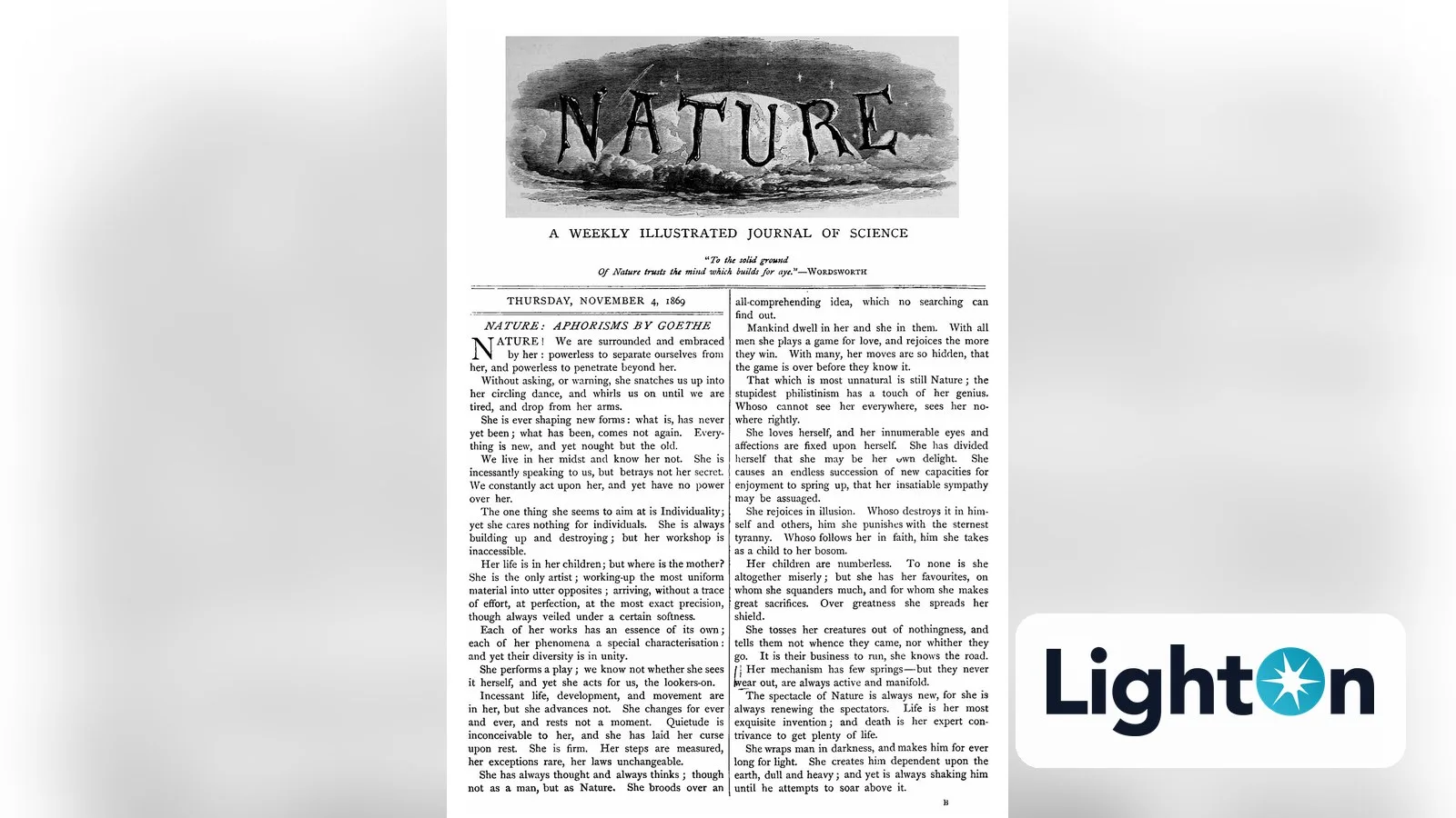 A printed historical document page, with the LightOn logo