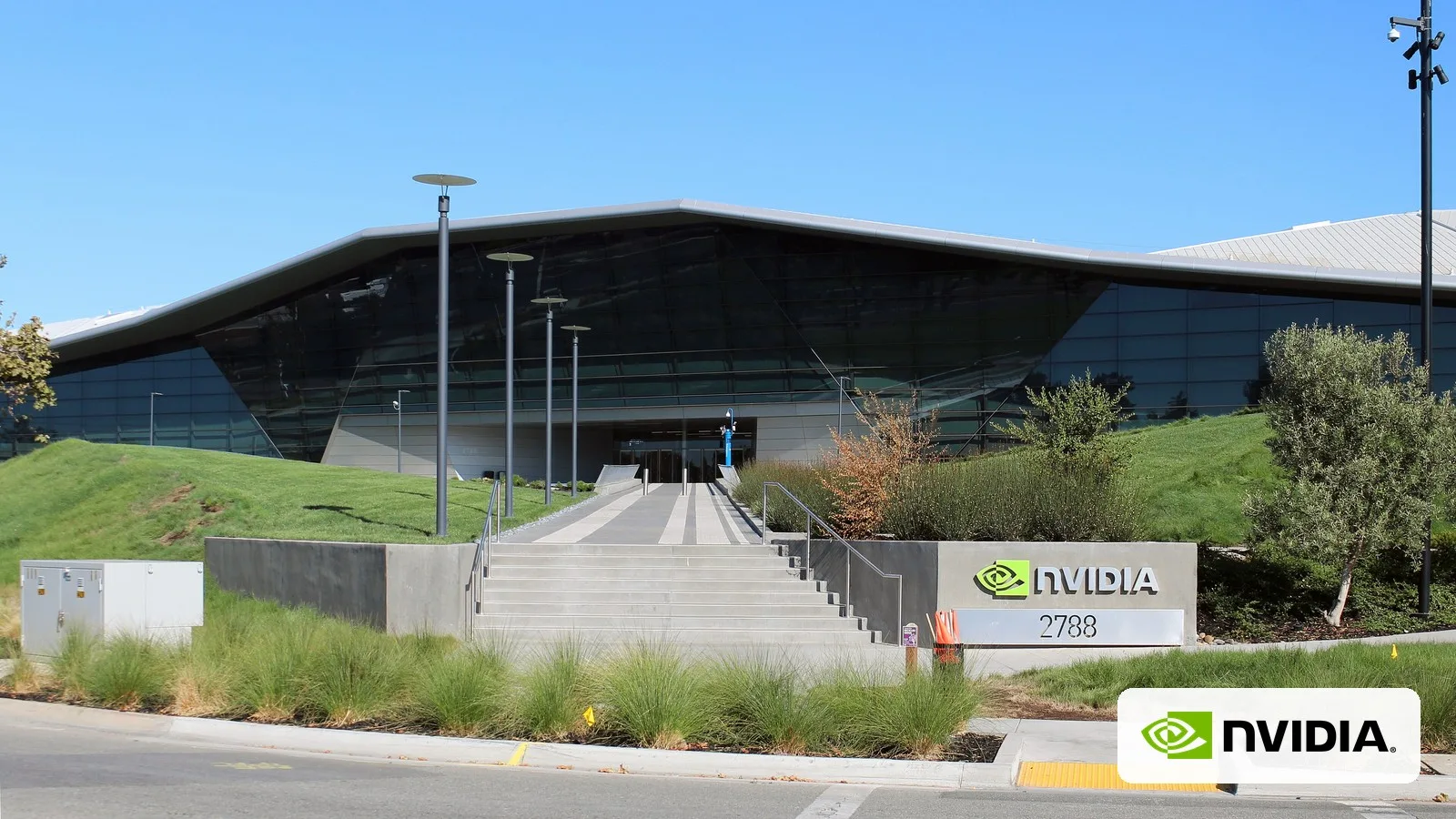 NVIDIA's headquarters in Santa Clara, California, with the NVIDIA logo