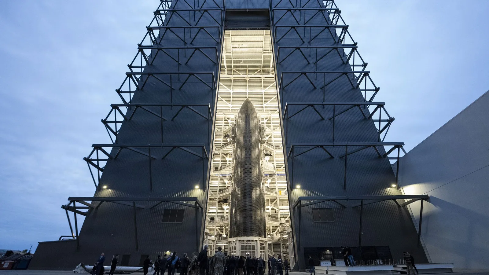 A Starship upper stage standing inside Starbase Megabay 2 in South Texas (file photo, January 2026)