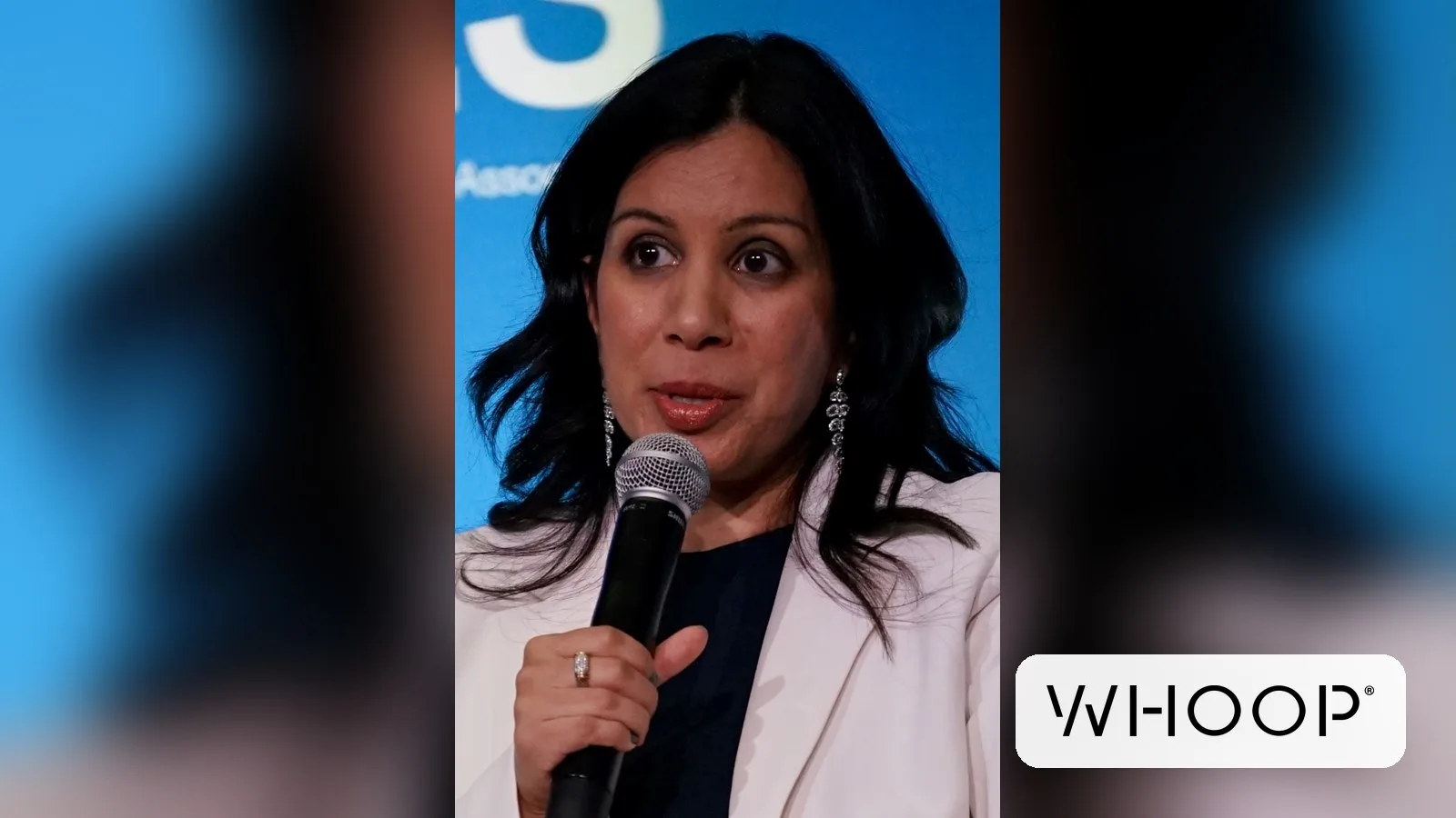 Cardiologist Dr. Ami Bhatt at CES 2026, with the WHOOP logo
